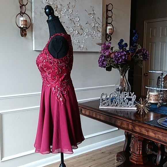 Eureka Fashion Embellished Chiffon A-line Cocktail Mini Dress. Size M - Picture 9 of 17